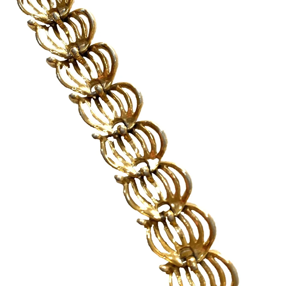 Vintage Napier Bracelet Goldtone Filigree Panel Ornate Elegant Rope Texture